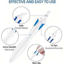 TYUI Ear Wax Remover Soft Silicone Cleaning Tool Earwax Removal With 16 Replacements Heads Easy To Remove Ear Wax Removal Tool Reusable Earwax Removal Tool Care Soft Spiral Ears Cares Health Tools Cleaner - như hình ảnh - Xem 3