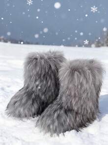 New Winter Warm Plush Faux Fur Snow Boots For Women - Dark Grey & Brown & Black Ankle Booties With Soft Lining, Cozy Slip-On Design For Cold Weather Outdoor & Indoor Wear Unisex Short Ankle Faux Raccoon Fur Snow Boots - Solid Classic Color, Super Smooth Fur Touches The Ground, Perfect For Christmas & Halloween, Y2K Style! Y2K Fashion Men's & Women's Snow Boots - Faux Raccoon Fur, Silky Smooth Floor-Reaching Fur, Solid Classic Shade, Ideal For Christmas & Halloween! Short Ankle Unisex Snow Boots With Faux Raccoon Fur - Solid Classic Color, Ultra-Smooth Fur Hits The Ground, Must-Have For Christmas & Halloween, Edgy Y2K Vibe! Christmas & Halloween Essential Faux Raccoon Fur Snow Boots (Unisex) - Solid Classic Hue, Smooth Fur Touches The Floor, Stylish Y2K Look! Y2K Short Ankle Snow Boots For Men & Women - Faux Raccoon Fur, Super Smooth Floor-Length Fur, Solid Classic Color, Great For Christmas & Halloween Celebrations!