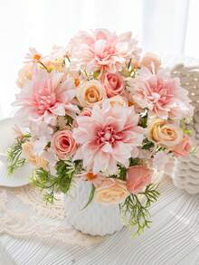 1/80 Stück künstliche Rose & Dahlie Blumen, geeignet für Heim-Dekoration, Hochzeitsdekoration, Tischdekoration, Frühlingsdekoration, Raumdekoration, Balkondekoration, Küchendekoration, Esszimmer, Schlafzimmer, Wohnzimmer, Partydekoration, Brautstrauß, Geburtstagsparty, Wanddekoration, Hausdekoration, Geburtstagsgeschenk, Gartendekoration Outdoor, Valentinstag und weitere Anlässe - Pink - Übersicht 1