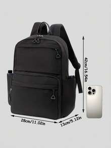 1 PC Solid Black Commuting And Travel Portable Back To School High-End Feeling Popularized Backpack,Multifunctional And Large Capacity Fashionable - Black - View 10