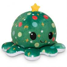 TeeTurtle - The Original Reversible Octopus Plushie - Trees + Ornaments - Cute Sensory Fidget Stuffed Animals That Show Your Mood - 藍色+紅色 - 查看 4