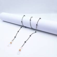 Delicate Eyeglass Cord, Colorful Fashion Safety Chain/New - Cinza +Prata - 查看 3