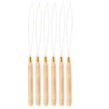 6 Pcs Hair Extension Loop Needle Threader Wire Pulling Hook Tool Micro Rings Nano Beads Device Tool For Hair Or Feathers Extensions - Apricot - View 7