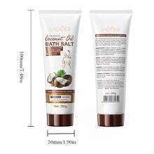 1pc Exfoliating Scrub, Coconut Oil Bath Salts, Scented Shower Gel.,Bath And Body Products,Gently Cleanses Without Damaging Or Irritating The Skin. Contains Coconut Essence For A Long-Lasting Fragrance. Controls Oil And Exfoliates, Removing Dead Skin Cells. A Perfect Holiday Gift. - White - View 9