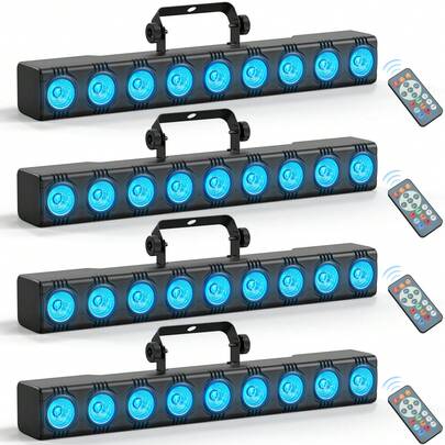 Barra de luz LED RGB 4 en 1 de 36 W, 9 LED, con activación por sonido y control DMX-512. Ideal para exteriores, bodas, vallas publicitarias e iluminación comercial.