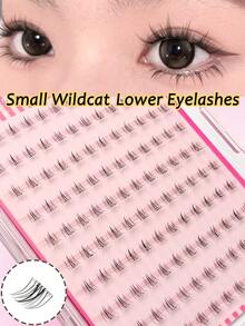 Asiteo 120片 C型卷翘自粘“野猫”下睫毛，柔软自然，适合新手，浓密卷翘，甜美个性百搭，色彩鲜艳，可爱清新卡通系列分段式下假睫毛