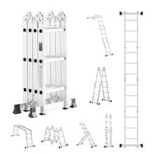 Multi-Purpose Folding Ladder 7-In-1 3 Step 12ft Reach Height For Work - 如圖 - 查看 1