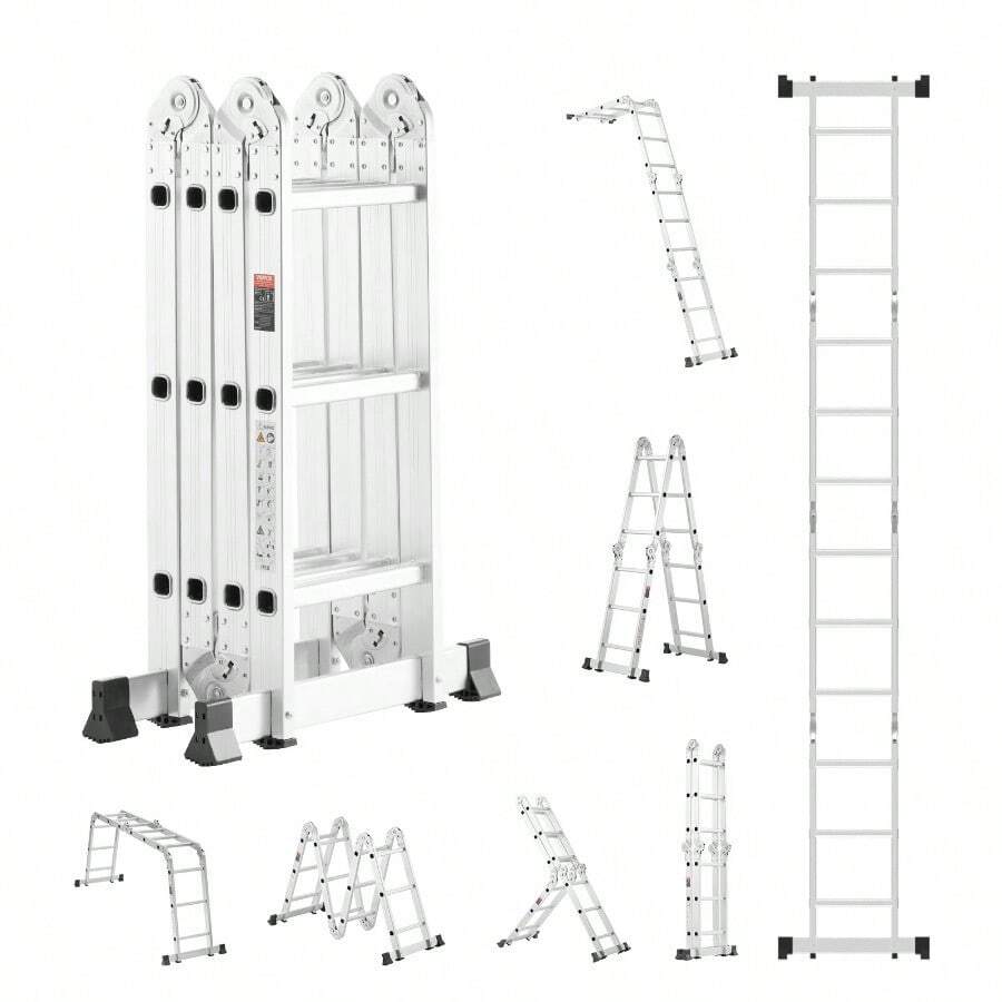 Multi-Purpose Folding Ladder 7-In-1 3 Step 12ft Reach Height For Work - 如圖 - 查看 1