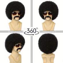 European & American Men's Rock Hairstyle Wigs, Suitable For Halloween, Disco, Hippie, 80s, Punk, Curly Synthetic Hair Punk Costume Set - Multicolor - View 4