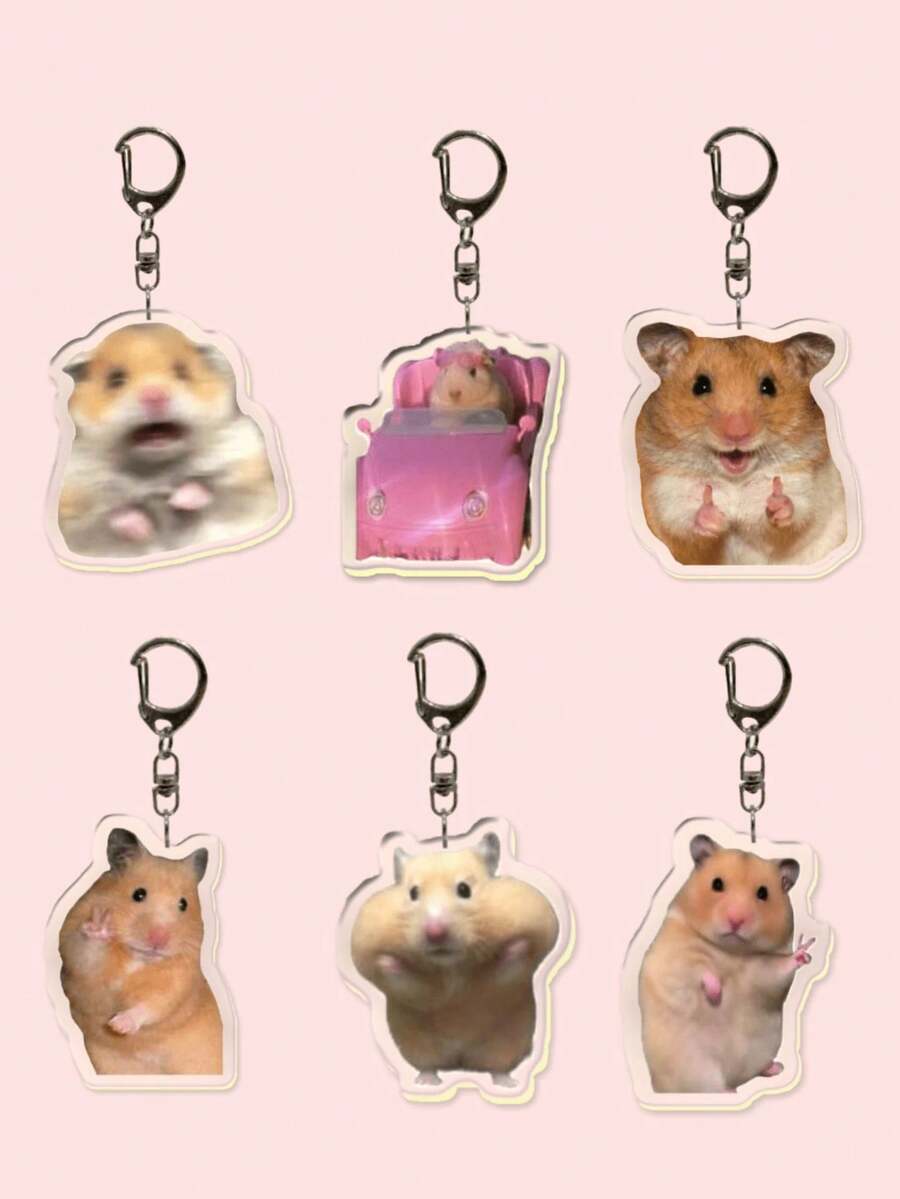 1pc New Acrylic Funny Lovely Hamster Cute Animals Theme Keychain Pendant, Yeah Hamster, Sweet Potato Hamster, Bag Accessories, School Bag Accessories, Purse Pendant. Everyday Bag Accessory, Bag Charm, Lanyard, Holder. Boyfriends, Girlfriends, Family Members, Doctors, Nurses, Party Gifts, Cell Phone Decorations, And More. Car Accessories Cartoon Animal Goth Y2k Bag Lanyards With Id Holder Car Accessories Bag Charms - 彩色 - 查看 1