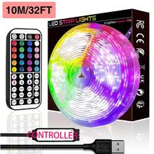 NBBUFF RGB LED-ljusslinga, med 44-knappars fjärrkontroll, kan justera färg och ljusstyrka, längden kan kapas, mycket enkel att installera, LED-lampor lämpliga för heminredning, festivalstämningsbelysning, feststämningsbelysning, rolig väggdekoration Halloween-dekoration present