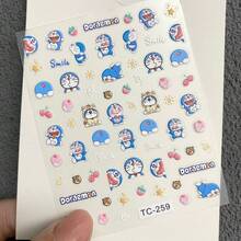 Doraemon 1 miếng dán móng tay hình hoạt hình dễ thương màu xanh dương, dùng để trang trí móng tay, quà tặng Giáng sinh, đồ trang trí Giáng sinh. - Nhiều màu - Xem 7