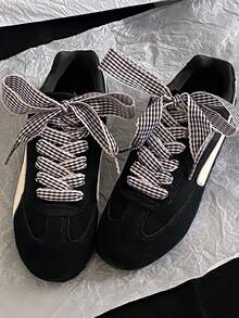 1 Pair Ins Wave Edge Checkered Shoelaces, Suitable For Sport Shoes/Racing Shoes, Bag Decoration, Hair Accessories - Multicolor - View 12