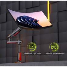 Gaming Monitor Arm For Flat/Ultrawide/Curved Monitors 32 To 60 Inch Heavy Duty Monitor Stand Load Up To 20 Kg VESA 75/100 Mm Monitor Mount L70 - Red - View 2