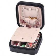 NewYoption Paris tower Pattern PU Jewelry Holder Box Display Accessories Ring Earring Bracelet Storage Zipper Case PU Leather Portable Traval Jewelry Box Organizer Black - TorredePars - Ver 5