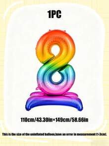 1pc 60-Inch Giant Standing Foil Number Balloon, Gold/Silver/Rainbow Color 0-9 Base Digit Balloons Suitable For Birthday Party, Anniversary, Event, Storefront Display, Family Gathering Decoration - Multicolor - View 17