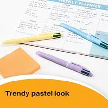 BIC 4-Color Pastel Barrel Multicolor Ballpoint Pens, Long-Lasting Ink And 1.0 Mm Medium Point, 6-Count Pack In Black, Blue, Red And Green Ink - 黑色 - 查看 5