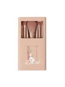 5 pièces/set Ensemble de pinceaux de maquillage portable personnalisable avec miroir, lettres de A à Z, imprimé avec un motif floral simple, ensemble de pinceaux de maquillage en boîte, pinceau de maquillage multifonction avec boîte à miroir, mini stylo de maquillage multifonction, pinceau de fond de teint - multicolore - Voir 19