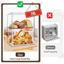 Panera acrílica, almacenamiento de pan transparente, 2 capas ajustable, material para mascotas de calidad alimentaria, también adecuado para manualidades, cajas ciegas - Estilo A - Ver 2