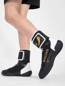 TACHUAN Professional Wrestling Shoes, Men's High-Top Combat Boxing Shoes, Training Shoes, Kickboxing Boots, Fitness Martial Arts Shoes