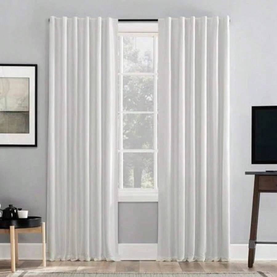 Sun Zero Greyson - Panel de Cortina de Seda de imitación Dupioni, térmica, Total Opaca, 127 x 213 cm, Color Blanco Perla(Blanco perla 127An x 213.4Al cm (1 Paneles)) - Multicolor - Ver 1