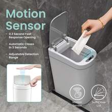 Cubo de basura con sensor de movimiento, 6.8 l, color blanco - Blanco - Ver 10