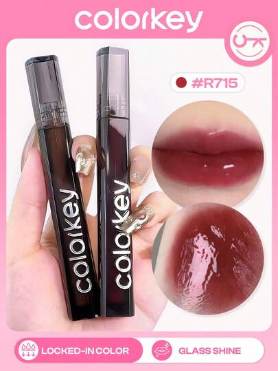 COLORKEY Tinte de Labios Espejo Brillo, Brillo de Labios Brillante y Humectante, No Pegajoso, de Larga Duración, Barra de Labios Líquida Nutritiva, Súper Hidratante, Cuidado de Labios, Creando un Maquillaje de Labios Exquisito. Producto Cosmético de Marca, Adecuado para Mujeres y Niñas, Opción Ideal para la Temporada de Otoño/Invierno, Puede Crear Maquillaje Latte, Maquillaje Y2K, Maquillaje de los 90, Maquillaje de Chica Genial, Combinación de Maquillaje de Labios, Maquillaje de Novia, Día de San Valentín