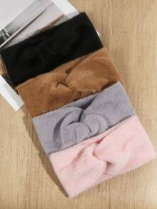 1 pezzo Fascia per capelli lavorata a maglia alla moda, calda e antivento, versatile per l'autunno/inverno, adatta per la Festa della Mamma, il ritorno a scuola, il Ringraziamento, il Capodanno, San Valentino, il Carnevale, accessori per capelli autunnali per donne, bandane sportive, foulard per la testa, bandane morbide