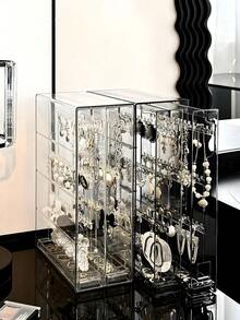 (2-7 Daysmust Arrive)1Pc Acrylic Jewelry Display Box, Jewelry Organizer, Jewlery Storage Oraganizer, Clear Jewelry Box, Jewelry Holder, Earring Holder, Ring Box, Necklace Holder, Ring Holder, Earring Necklace Bracelet Organizer, Bracelet Holder, Jewelry Tray, Jewelry Dish, Jewelry Display, Multi-Function Hanging Storage For Necklaces, Bracelets, Earrings, Rings, Watches, Dust-Proof Storage Case For Bedroom Vanity, Jewellery Box, Pouch, Makeup Brush Holder, Brush Holder, Perfume Organiser, Storage Container, Vanity Accerories, Travel Jewelry Case, Pouch Bag, Suitable For Home Jewelry Storage Necessity For Women Storage Organizer Gift Travel Valentine's Day Halloween/Christmas Gifts, Back-To-School Season, Wedding Items, Gifts For Women, Room Decor, Gift Box, Bedroom Decor - 彩色 - 查看 6