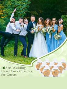 36件/18件/3件/1件婚礼礼品套装,包含软木杯垫、婚礼宾客杯垫礼盒套装、婚礼回礼、心形杯垫、婚礼纪念品、感谢卡和欧根纱袋、木质心形杯垫、伴娘伴郎礼物、单身派对回礼、婚礼礼物、新娘送礼会纪念品、防滑耐热杯垫 - 多色 - 查看 3