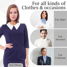 2 Pack Fake Collar For Women, Detachable Shirt Dickey & Blouse Insert, Versatile Half Collar Set - Trắng, Xanh - Xem 4