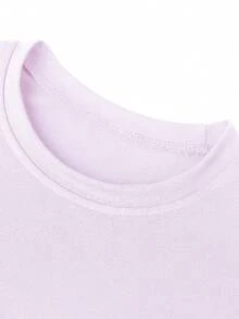 1pc Tween Boys' Slogan Print Short Sleeve T-Shirt, Young Student Casual Summer Top, Daily Wear - Purple - View 5