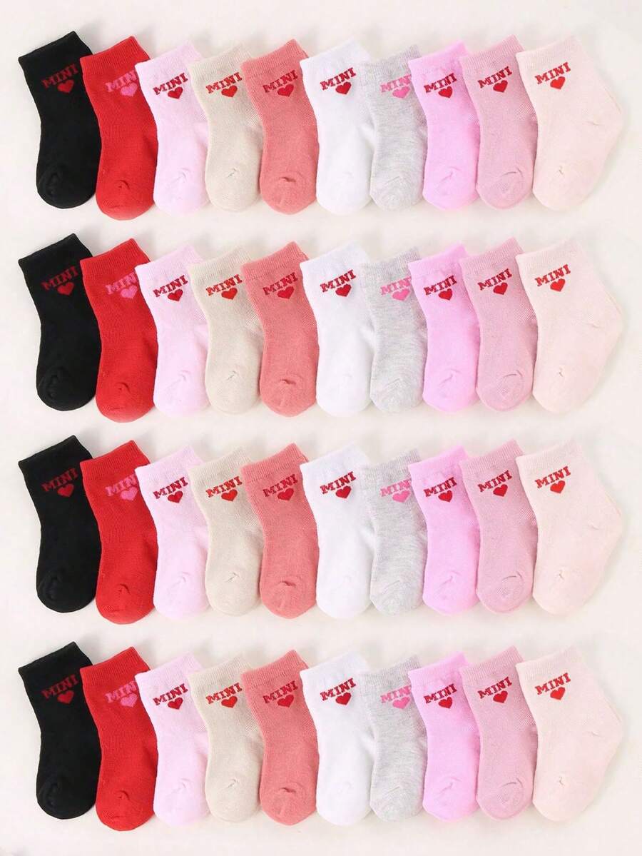 10 paires de mini chaussettes équipage bébé en forme de cœur, tenues de Thanksgiving pour filles, chaussettes de Noël pour enfants, chaussettes pour le remplissage des bas, tenues de Noël pour bébé fille, chaussettes pour le remplissage des bas pour filles, accessoires bébé, articles essentiels pour nouveau-nés, décorations de Noël, cadeau de Noël - Multicolore - Voir 1