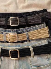 Cinturón elástico de cintura, cinturón tejido de lona para mujeres y hombres - Multicolor - Ver 1