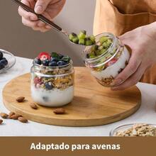 Frascos de Vidrio con Tapa, Set de 4 Frascos Hermticos de Vidrio para Alimentos, Recipientes de Avena con Tapas de Bamb, Frascos con Tapa De Bamb para Cocina y Despensa 10 Onzas - 10 Onzas - Ver 5