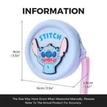 Miniso 名创优品史迪奇系列硅胶零钱包（天使，粉色），柔软轻便，节日派对礼物迷你钱包 - 藍色 - 查看 5