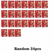 24pcs Valentine's Day Gift Bags, Cartoon Heart And Teddy Bear Pattern, Couple Anniversary Milk Tea Packaging Bags - Multicolor - View 9