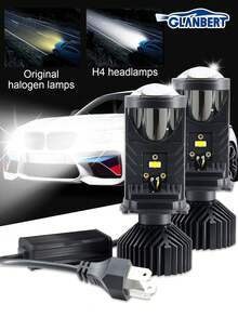GLANBERT 2 piezas Lente de doble luz Y6D/Y8 H4 para faros de automóvil, opción disponible para conducción a la izquierda/derecha, faros delanteros de automóvil con proyección LED - Multicolor - Ver 2