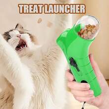 1 Interactive Cat Treat Dispenser - An Interesting Handheld Feeding Toy Suitable For Cats And Small Dogs. With A Green And White Design And A Transparent Food Storage Container, It Is Perfect For Training, Playtime And Travel Enjoyment. Cat Toy