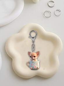 Puppy Keychain, Puppy-Shaped Pendant ,Cute Puppy Bag Pendant, Keychain Pendant,Glitter Puppy Charm Keychain , For Bag, Sparkling & Metal Accessory,Simple And Fashionable, For Purses And Bags For Women,Fashionable Embellishment, Exquisite Decoration Of Daily Life,Gifts For Women And Girls, Valentine's Day, New Year's Gifts,Small Gift Exchange - Multicolor - View 6