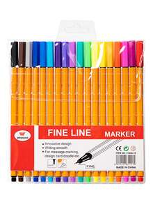 6/12/18/24 支纤维笔、细线笔、马克笔，适用于绘画、涂色书、日记本、书写、素描，适合学校、办公室、成人 - 返校用品 - 彩色 - 查看 12