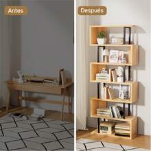 Librero Forma De S 7 Estantes Madera 70x24x188cm