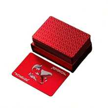 1 Paquete de Naipes de PVC a Cuadros Rojos - Cartas de Póker de Plástico Duraderas y de Alta Calidad - Rojo - Ver 5