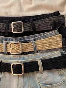 Cinturón elástico de cintura, cinturón tejido de lona para mujeres y hombres - Multicolor - Ver 8