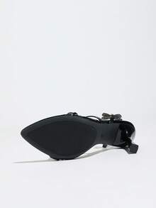 Damen High Heels, geeignet für Frühling, Sommer, Nachtpartys, Reisen, Einkaufen, Treffen, Galas, Laufstegshows, Pendeln, elegante Anlässe. Mit 3D Schmetterling Dekor, dünnen Riemen, modischer spitzer Zehenpartie, Riemen hinten, Cut Out Schmetterling dünne High Heels, einfarbig, spiegelglatte Oberfläche, bequemes Material, sexy, elegant, avantgardistisch, luxuriöser Stil, passend zu Herbstkleidern für Damen, mysteriös, hochwertige schwarze High Heel Sandalen - Schwarz - Übersicht 9