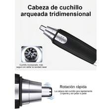 1 pieza Recortador de vellos nasales eléctrico portátil unisex Afeitadora de vello nasal y de orejas para hombres - Recortadora de vello nasal eléctrica con USB para mujeres - Pinza nasal depiladora indolora para cejas y rostro, Regalo para el Día del Padre Recortador eléctrico portátil para vello nasal y auditivo. Recortador facial profesional sin dolor para cejas, sin cable, unisex. Recortador eléctrico de vellos nasales, apto para vellos de la nariz y orejas, afeitadora de vellos nasales para mujeres y hombres, dispositivo de depilación indolora para cejas y rostro. - Negro - Ver 5