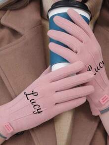 Customized Winter Warm Gloves, Suitable For Winter, Women/Men, Windproof And Warm, Fit For Cycling, Driving, Party, Work, School, Home, Running, Hiking, Outdoor Sports, Christmas Gift, Comfortable Fabric, Non-Slip, Touchscreen, Lightweight, One Size, Personalized, Anniversary Gift, Wedding Gift, Bride Gift, Bridesmaid Gift, Wife Gift, Women Gift, Girlfriend Gift, Exclusive Customization - Multicolor - View 9