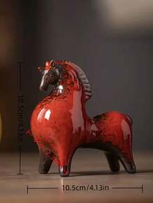 精美唐代陶瓷马雕像 - 多功能室内/室外装饰，适合家居和办公室，完美的家居饰品 - 彩色 - 查看 3
