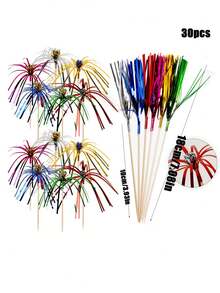 10/30/50/100pcs Colorful Cocktail Firework Shaped Drink Stirrers, Hawaiian Paper Cup Cake Decorations, Party Cake Decorations, Holiday Celebration Party Fruit Toothpicks, Cake Decorations, Make Every Celebration A Highlight, Ideal For Birthday, Wedding, Beach Theme Party, Add A Bright Color And Fun To Every Dessert, Kitchen Supplies, 1 Set - Multicolor - View 20