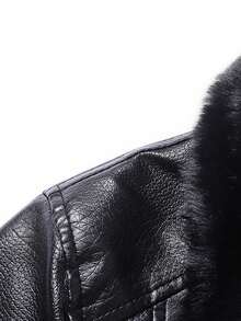 Men's Solid Color Warm Thermal Lined Windproof Waterproof Jacket With Fur Collar, Autumn/Winter